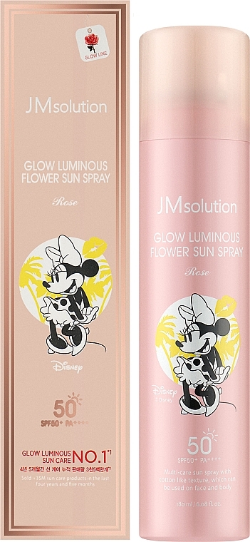 картинка JMsolution Солнцезащитный спрей с дамасской розой Glow Luminous Flower Sun Sprey Rose Disney 180мл