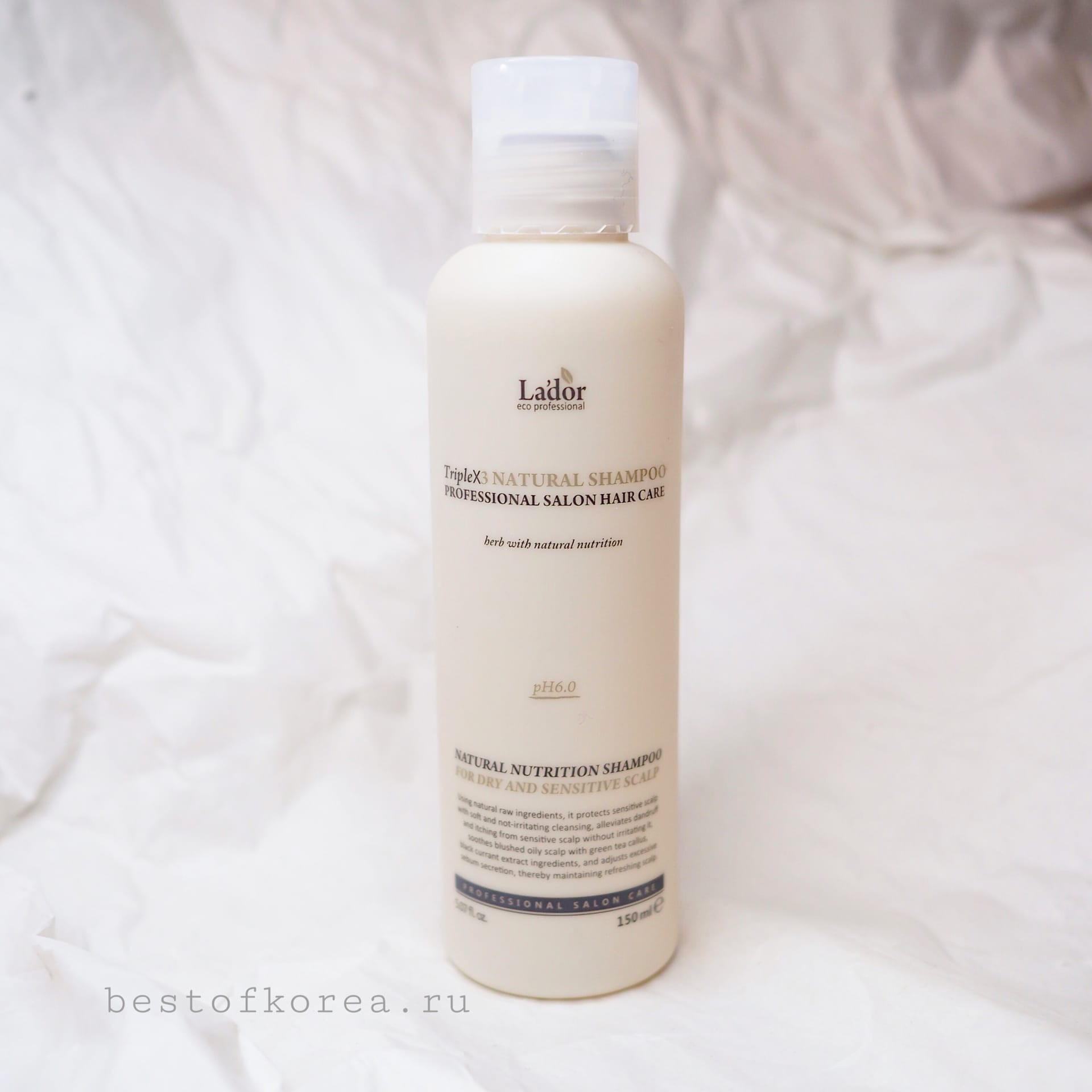 картинка Lador Шампунь бессульф.против перхоти,освежает,укрепляет волосы РН 6,0 Triplex Natural Shampoo 150мл