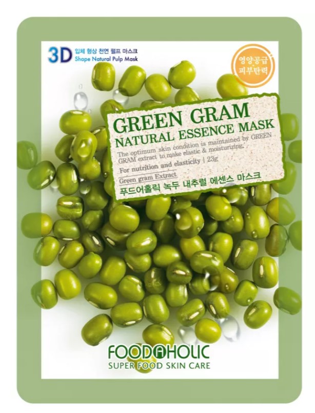 картинка Belove Food@Holic Тканевая маска с экстрактом зеленых бобов 3D Green Gram Sheet Mask 23мл-