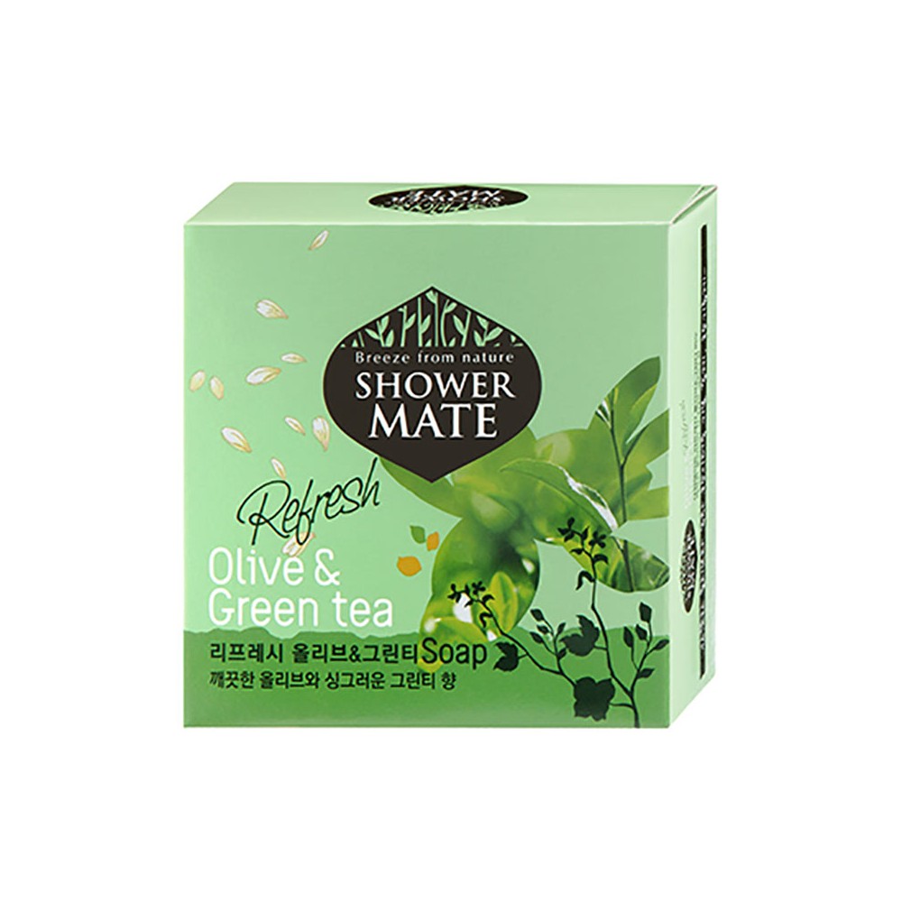 картинка Kerasys Мыло туалетное оливки и зеленый чай Shower Mate Refresh Olive & Green Tea Soap 100гр-