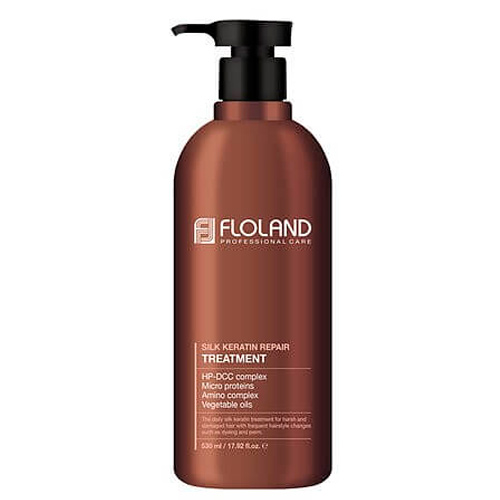 картинка Floland Маска-кондиционер для восстановления волос кератиновая Premium Silk Keratin Treatment 530мл-