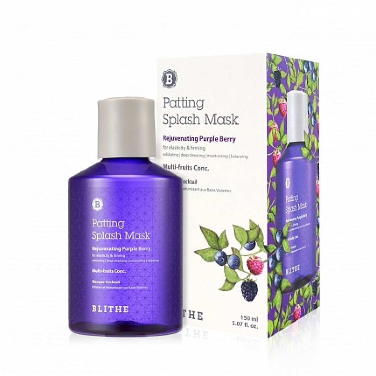 картинка Blithe Маска-пилинг для эластичности кожи с ягодным комплексомPatting Splash Mask Purple150мл+
