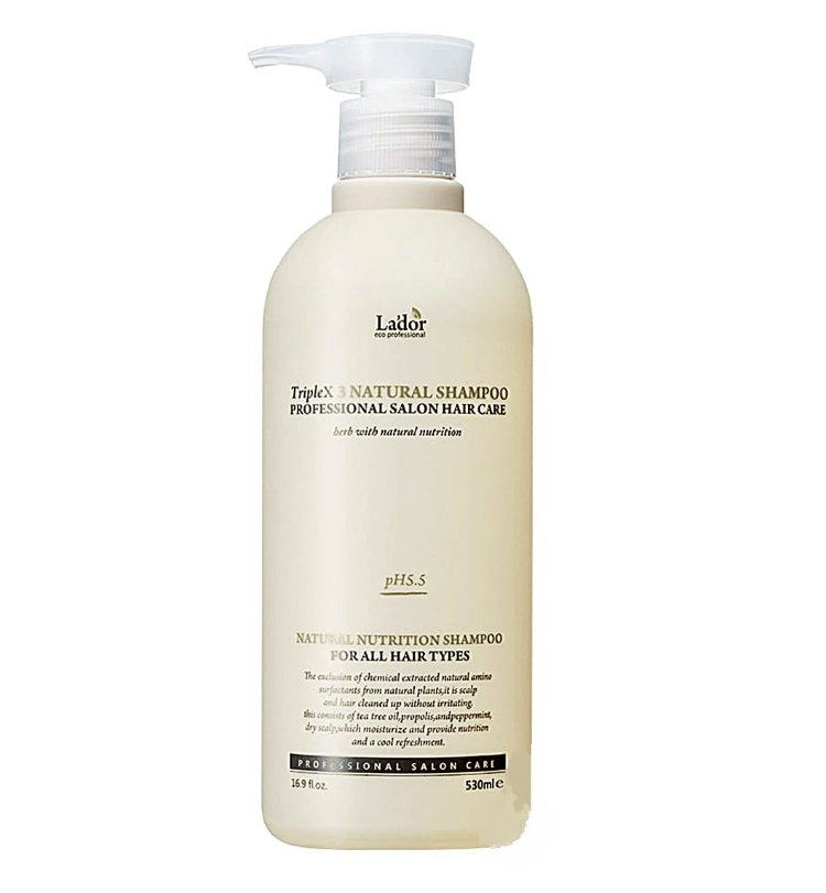 картинка Lador Шампунь бессульф.против перхоти,освежает,укрепляет волосы РН 6,0 Triplex Natural Shampoo 530мл