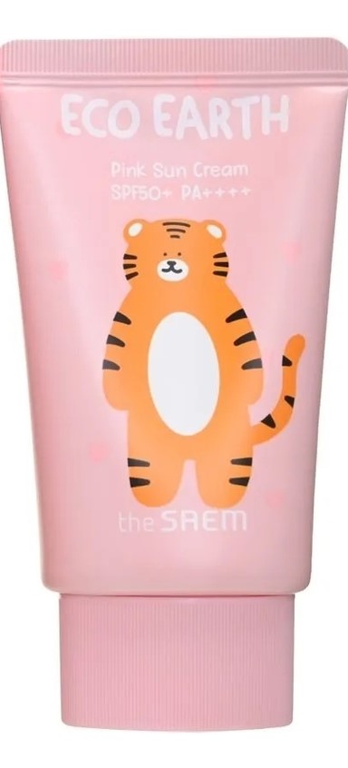 картинка The Saem Солнцезащитный крем с каламиновой пудрой Eco Earth Pink Sun Cream Special SPF50+ PA+++50мл-