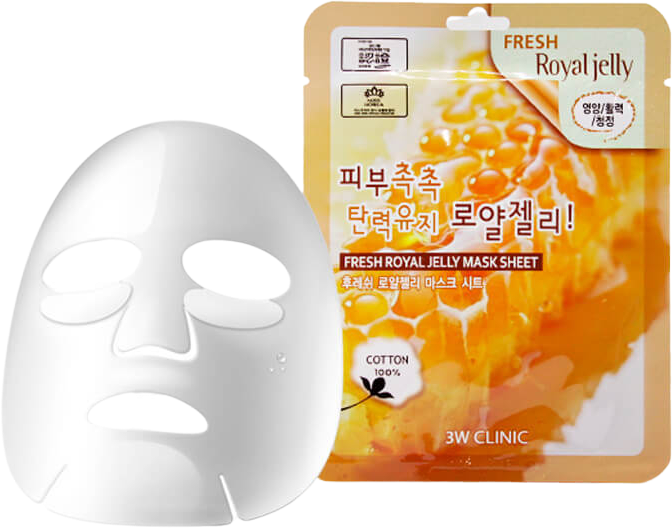 картинка 3W Clinic Тканевая маска питательная с экстрактом маточного молочка Fresh Royal Jelly Mask Sheet23мл