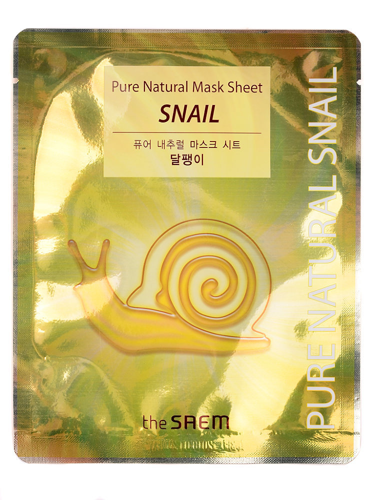 картинка The Saem Тканевая маска для регенерации с муцином улитки Pure Natural Mask Sheet Snail 20мл