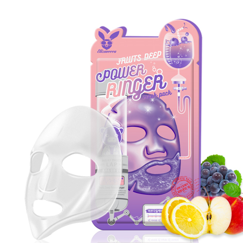 картинка Elizavecca Тканевая маска омолаживающая с фруктовыми экстр. Fruits Deep Power Ringer Mask Pack 23мл-