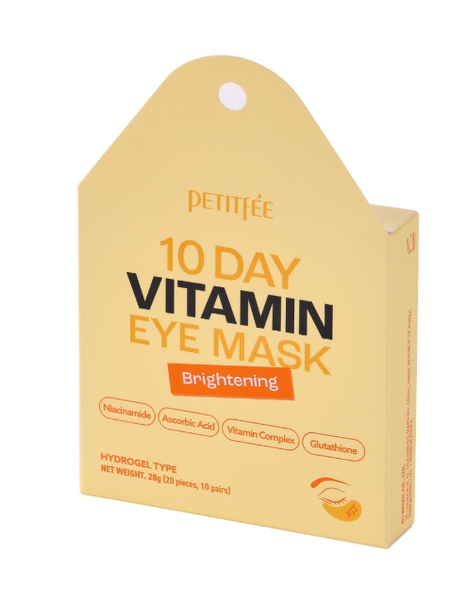 картинка Petitfee Гидрогелевые патчи для сияния с витаминами 10Day Vitamin EyeMask Brightening 28гр*20шт-