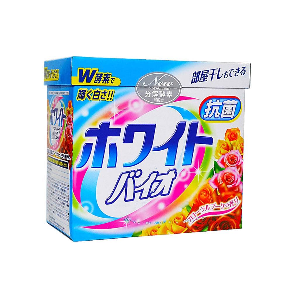 картинка Nihon Стиральный порошок с кондиционером аромат цветов White Bio Plus Antibacterail 800гр