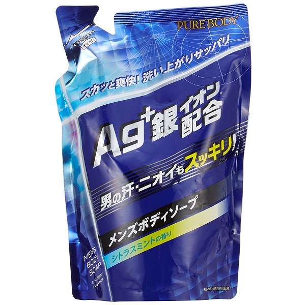 картинка Mitsuei Мужское крем-мыло увлажняющее/дезодерирующее с ионами серебра/мяты/цитруса Pure Body 400гр