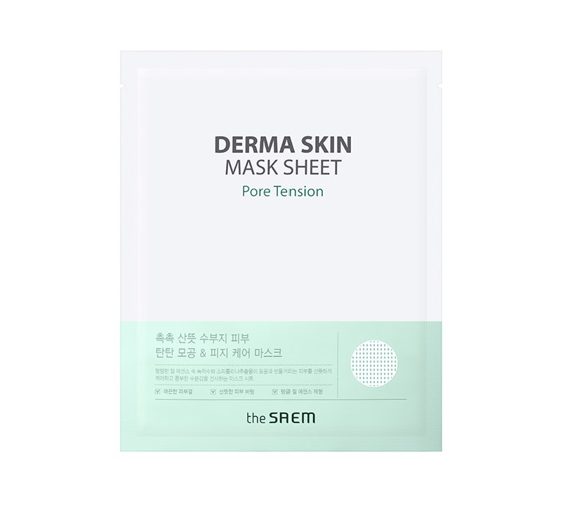 картинка The Saem Тканевая маска способствует сужению пор Derma Skin Pore Tension Mask Sheet 28мл-