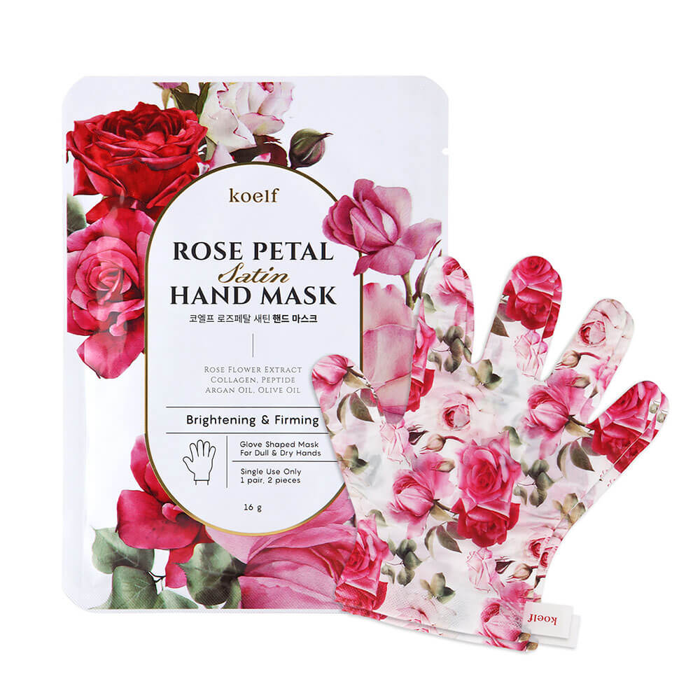 картинка Koelf Маска-перчатки для питания рук с экстрактом розы Rose Petal Satin Hand Mask 16гр*1пара-
