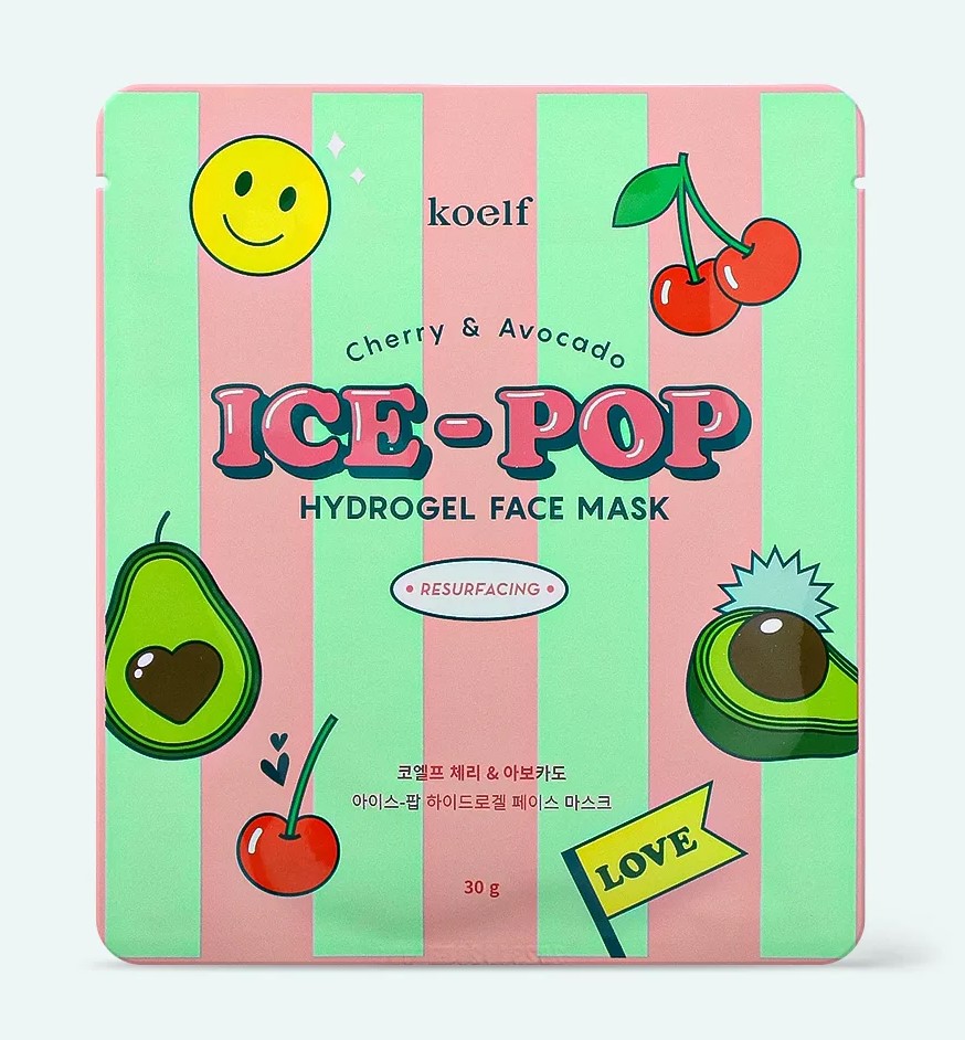 картинка Koelf Гидрогелевая маска увлажняющ.с вишней и авокадо Cherry&Avocado Ice-Pop Hydrogel Face Mask 30гр