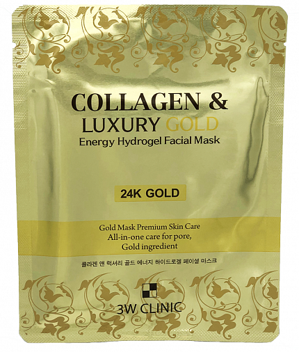 картинка 3W Clinic Гидрогелевая маска лифтинг с коллагеном и золотом Collagen&Luxury Gold EnergyHedrogel30гр-