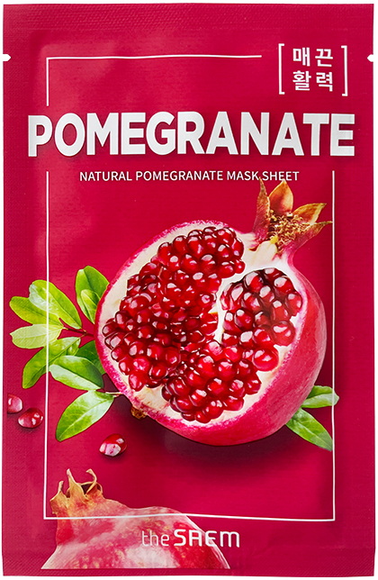 картинка The Saem Тканевая маска омолаживающаяс экстрактом граната Natural Pomegranate Mask Sheet 21мл-