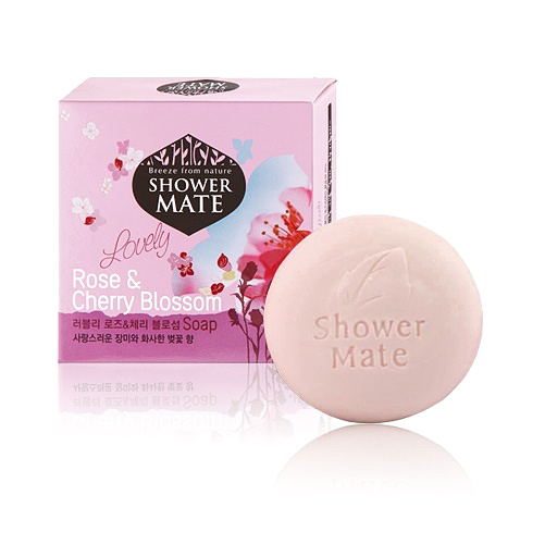 картинка Kerasys Мыло туалетное роза и вишневый цвет Shower Mate Romantic Rose&Cherry Blossom Soap 100гр