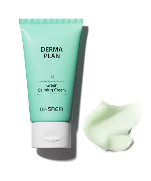 картинка The Saem Крем для лица успокаивающий с полынью Derma Plan Green Calming Cream 70мл