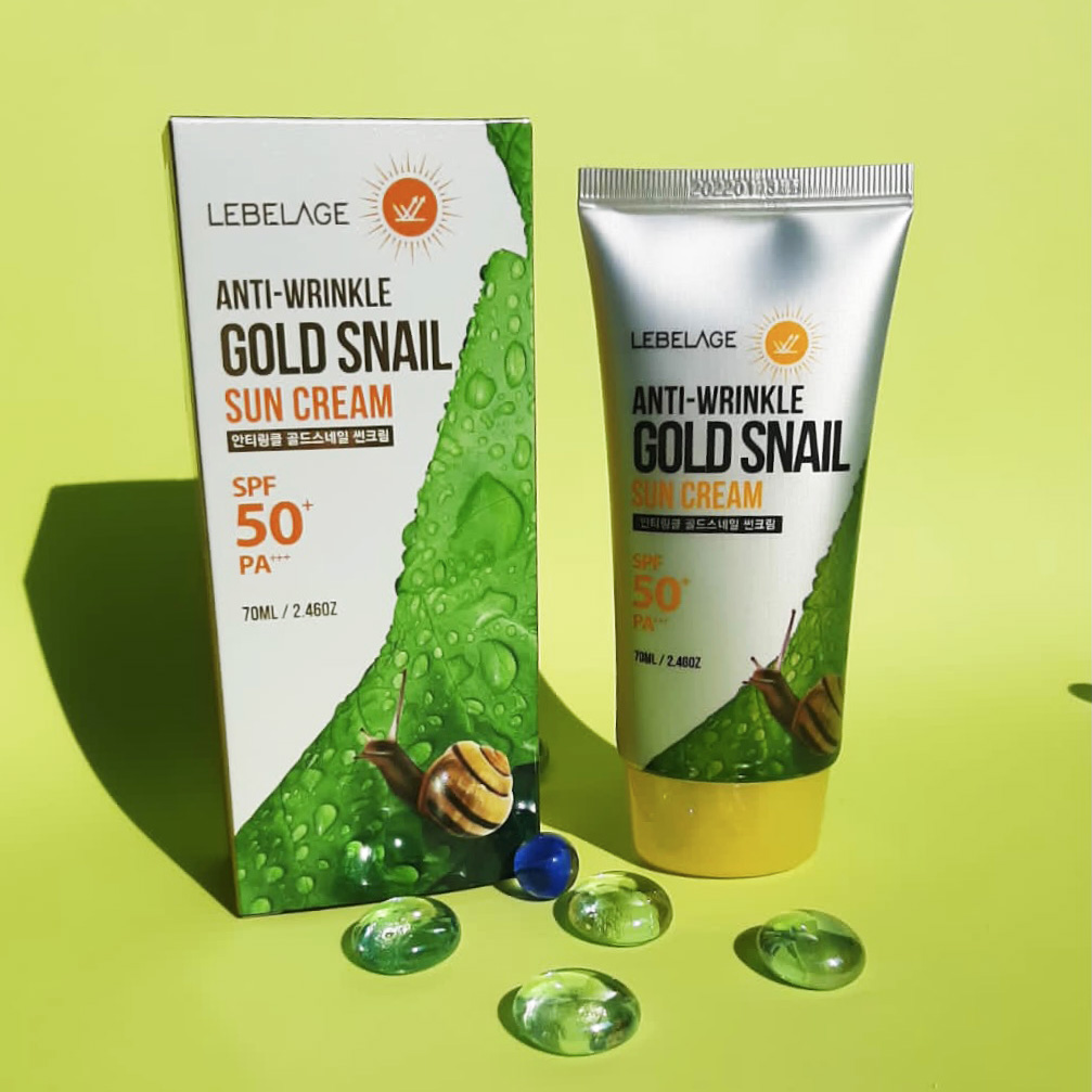 картинка Lebelage Солнцезащитный крем от морщин с муцином улитки/золотом Anti-Wrinkle GoldSnail Sun Cream70мл