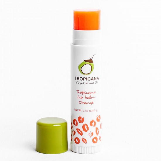 картинка Tropicana Бальзам для губ с кокосовым маслом и ароматом апельсина Lip Balm Orange 4,5гр-