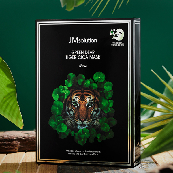 картинка JMsolution Тканевая маска с центеллой регенерирующая Green Dear Tiger Cica Mask Pure 30мл