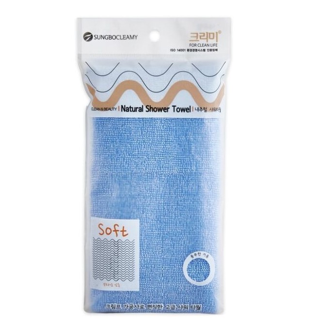 картинка Sungbo Cleamy Мочалка для душа мягкая жесткость Natural Shower Towel 28см*100см 1шт 