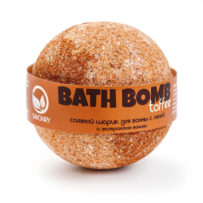 картинка Savonry Бомбочка для ванны с пеной и экстрактом ванили Toffee Bath Bomb 1шт-