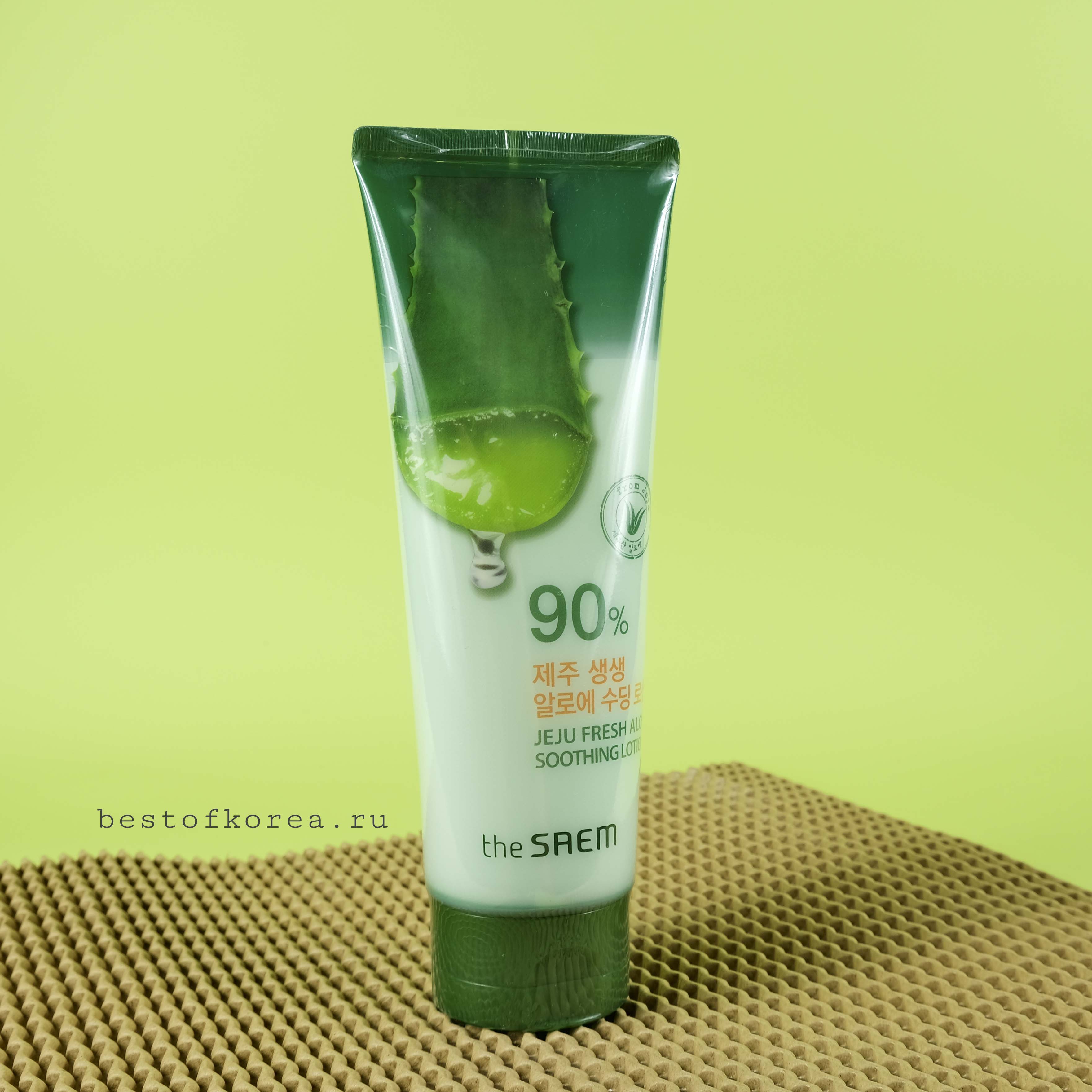 картинка The Saem Лосьон для тела с экстрактом алоэ вера Jeju Fresh Aloe Soothing Lotion 90% 250мл-