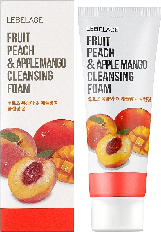 картинка Lebelage Пенка для умывания с экстрактами персика и манго Peach&Apple Mango Cleansing Foam 100мл-