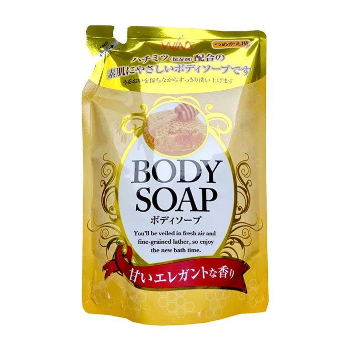 картинка Nihon Мыло-крем для тела увлажняющий с мёдом Wins Body Soap Honey 400мл(смен.блок)