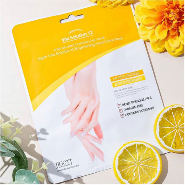 картинка JIGOTT Маска-перчатки для рук с витамином В12 Vita Solution 12 Brightening Hand Care Pack 20гр*1пара
