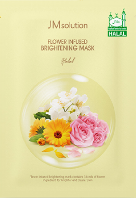 картинка JMsolution Тканевая маска для сияния с экстрактами цветов Infused Flower BrighteningMask Halal 30мл-