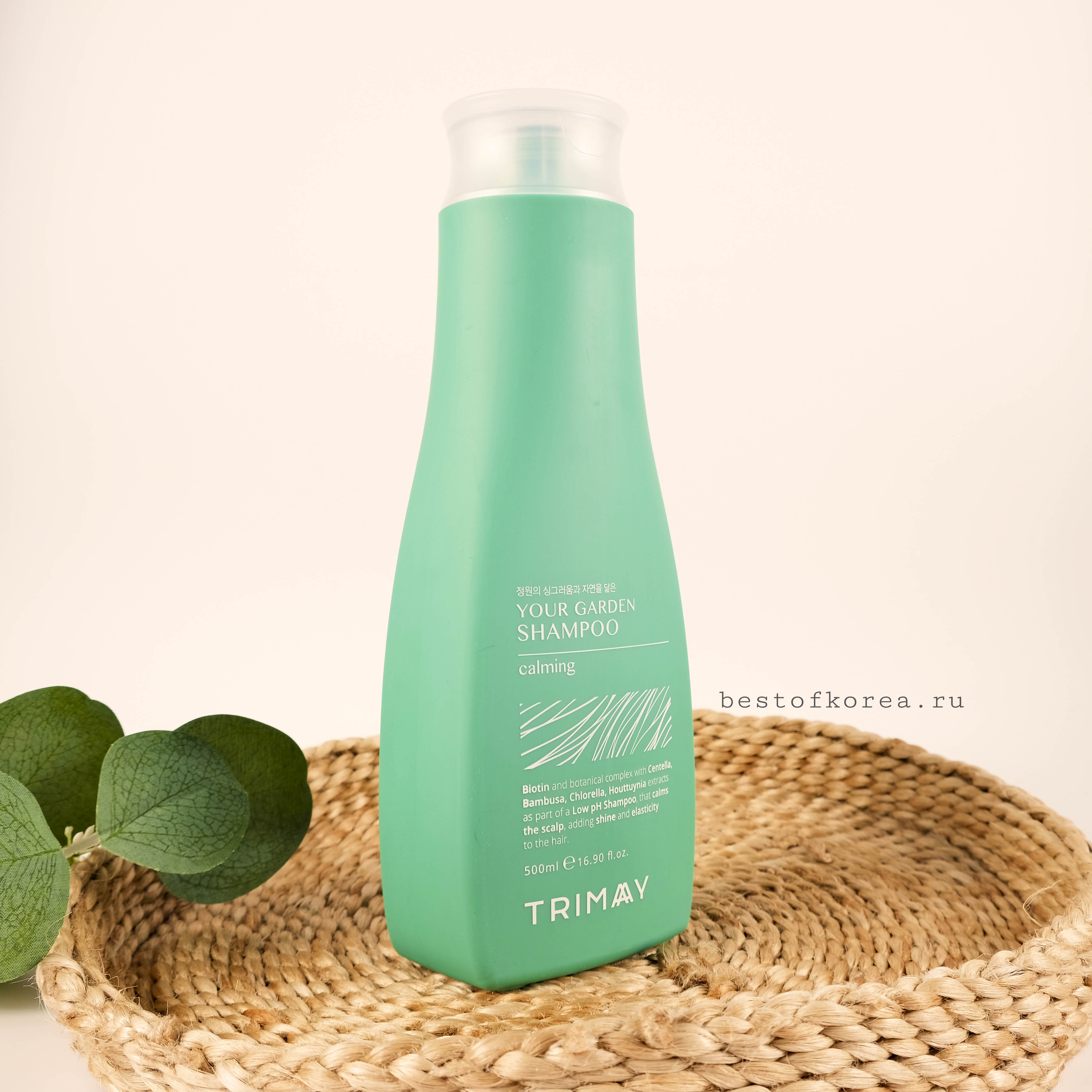 картинка TRIMAY Шампунь бессул.для укрепления волос с экстрактом центеллы Garden Shampoo Calming Biotin 500мл